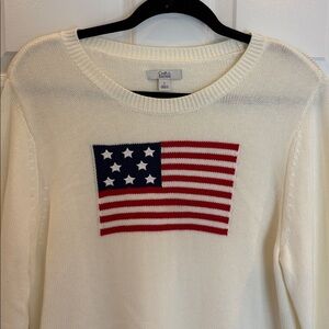 Croft & Barrow Off-White Knit American Flag Sweater